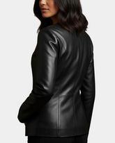 Womens Classic Soft Leather Collarless Jacket Nova Black